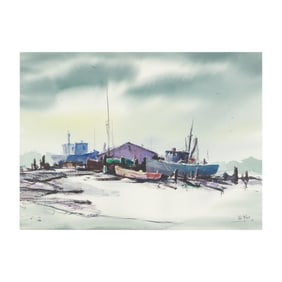 John Kolb McIver (American, 1930-2019), Fishing Harbor