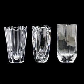 Three Orrefors Crystal Vases