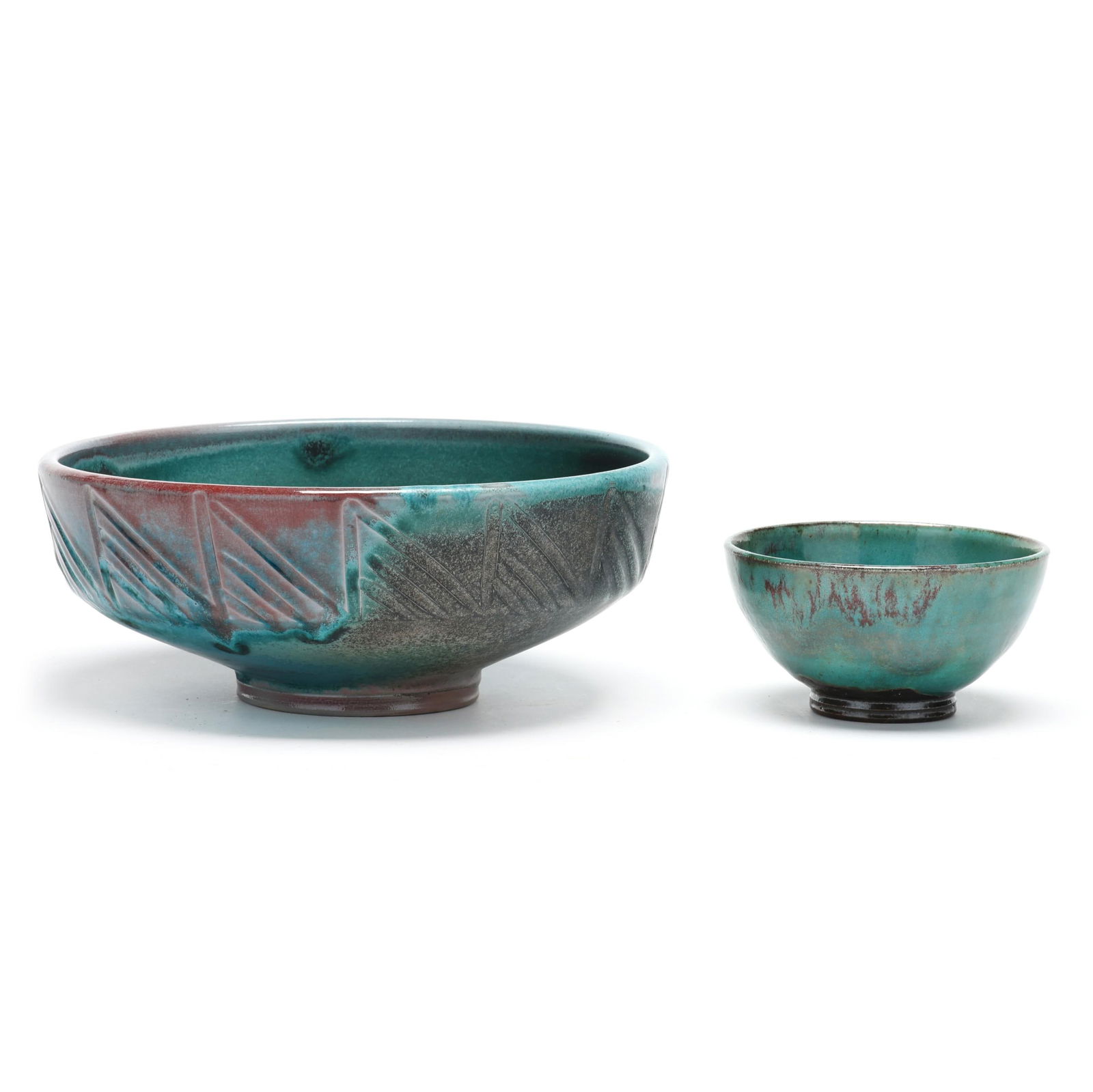 Ben Owen III (Seagrove, NC, b. 1968), Two Chinese Blue Glazed Bowls (1 of 6)