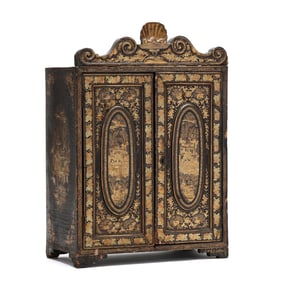 Chinese Export Lacquered and Gilt Collector's Cabinet