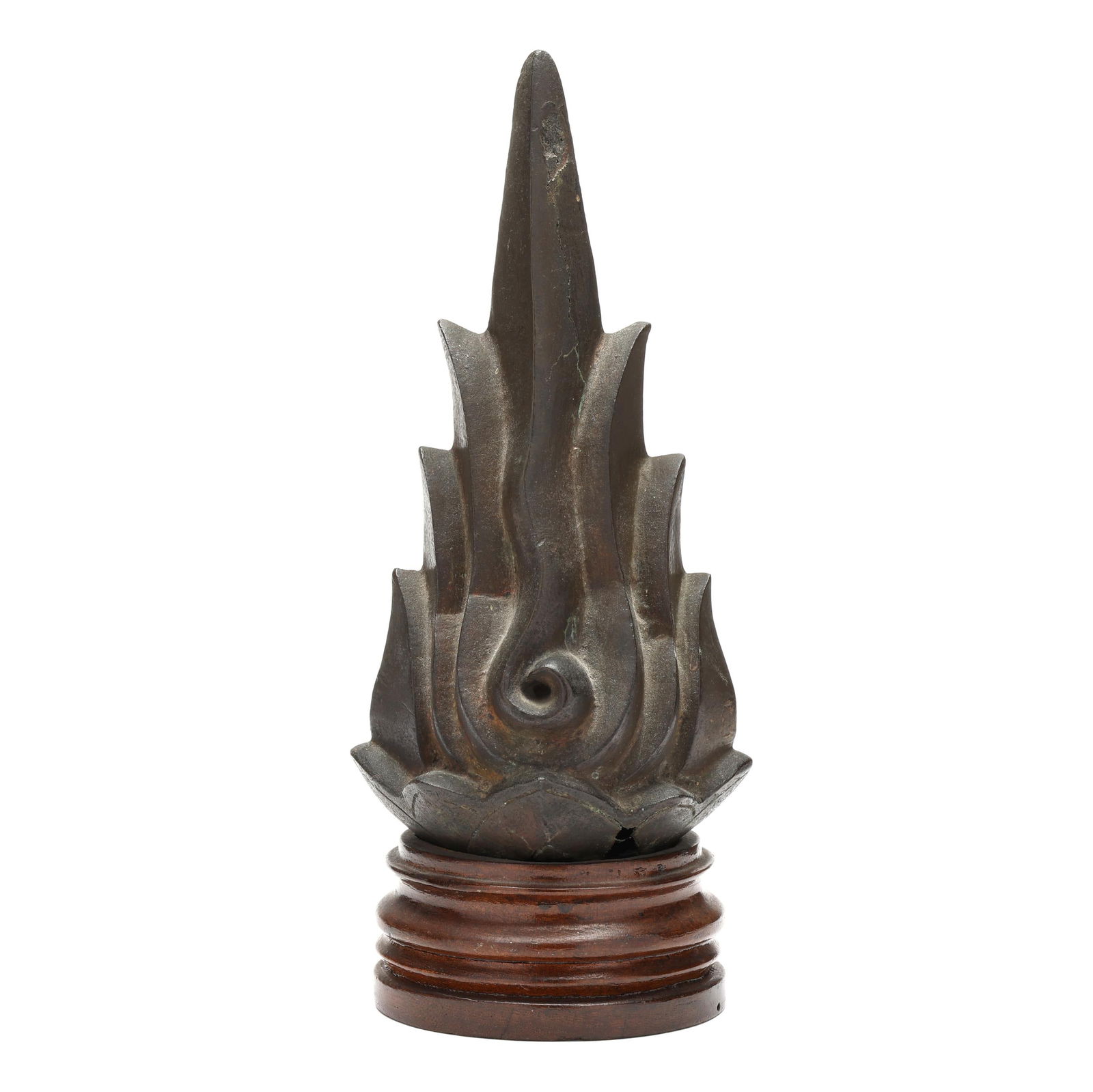 A Thai Bronze Buddhist  Ushnisha  Finial with Stand (1 of 4)