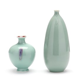 Two Modern Asian Celadon Vases
