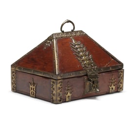 Antique Southeast Indian Brass Bound Dowry Box