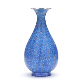 A Persian Blue Enamel Vase