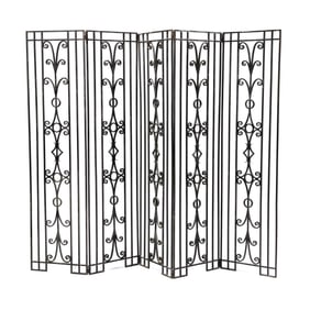 Art Deco Wrought Iron Five Panel Floor Screen