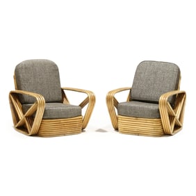 Attributed Paul Frankl, Pair of Rattan  Pretzel  Chairs