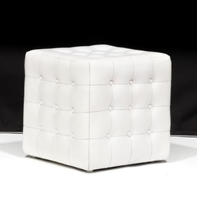 Contemporary Leather Cube Ottoman