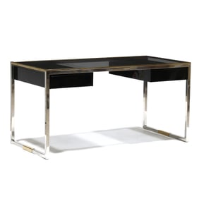 Modern History, Modernist Chrome, Brass and Glass Desk