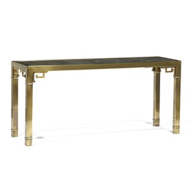 Attributed Mastercraft, Brass and Glass Console / Sofa Table