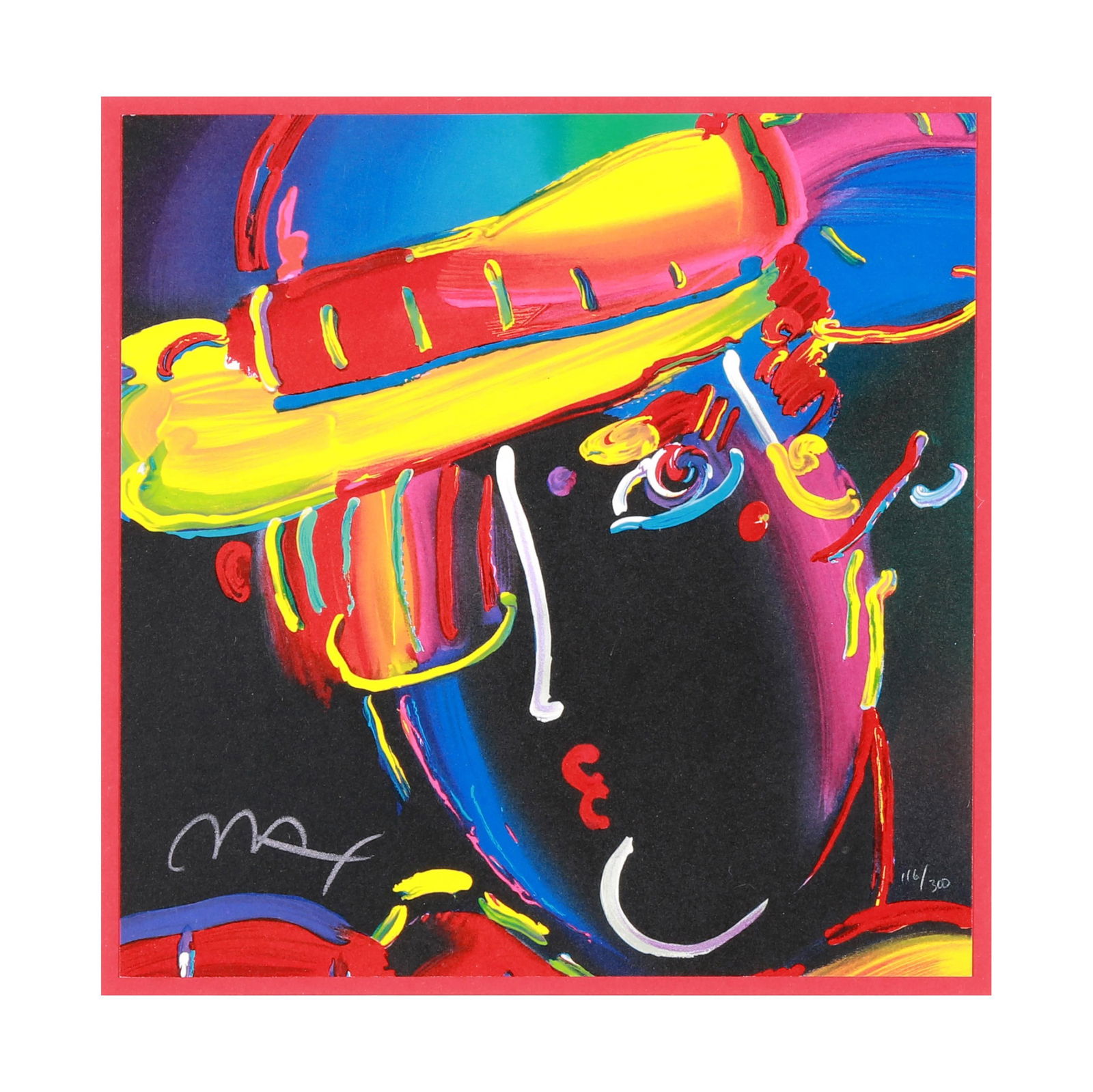 Peter Max (American, b. 1937), Zero Spectrum: Peter Max (American, b. 1937), Zero Spectrumlithograph in colors, hand signed and numbered 116/300 to lower edge, retaining certificate to the verso, framed below glass. Sheet size 11 1/2 x 10 7/8 in.