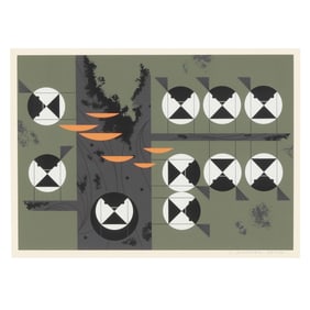 Charley Harper (American, 1922-2007),  Family of Chickadees / Generation Gap