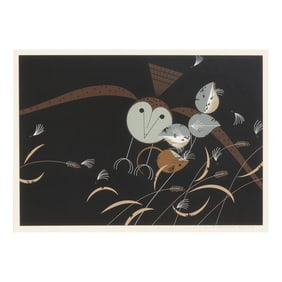 Charley Harper (American, 1922-2007),  Better Mousetrap / Barn Owl and Harvest Mouse