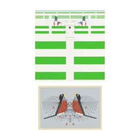 Charley Harper (American, 1922-2007),  Bluebirds in the Bluegrass / Round Robin