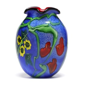 Floral Art Glass Vase
