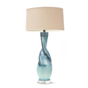 Tall Mid-Century Pottery Table Lamp in Blue
