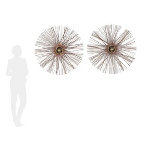 Attributed Curtis Jere, Pair of Large Metal Sunburst Wall Sculptures