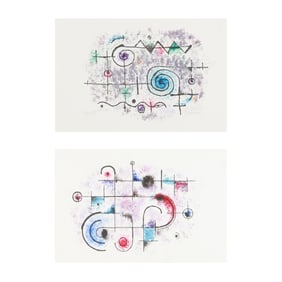 John A. Wedda (American, 1911-2014), Two Abstracts in the Manner of Miró