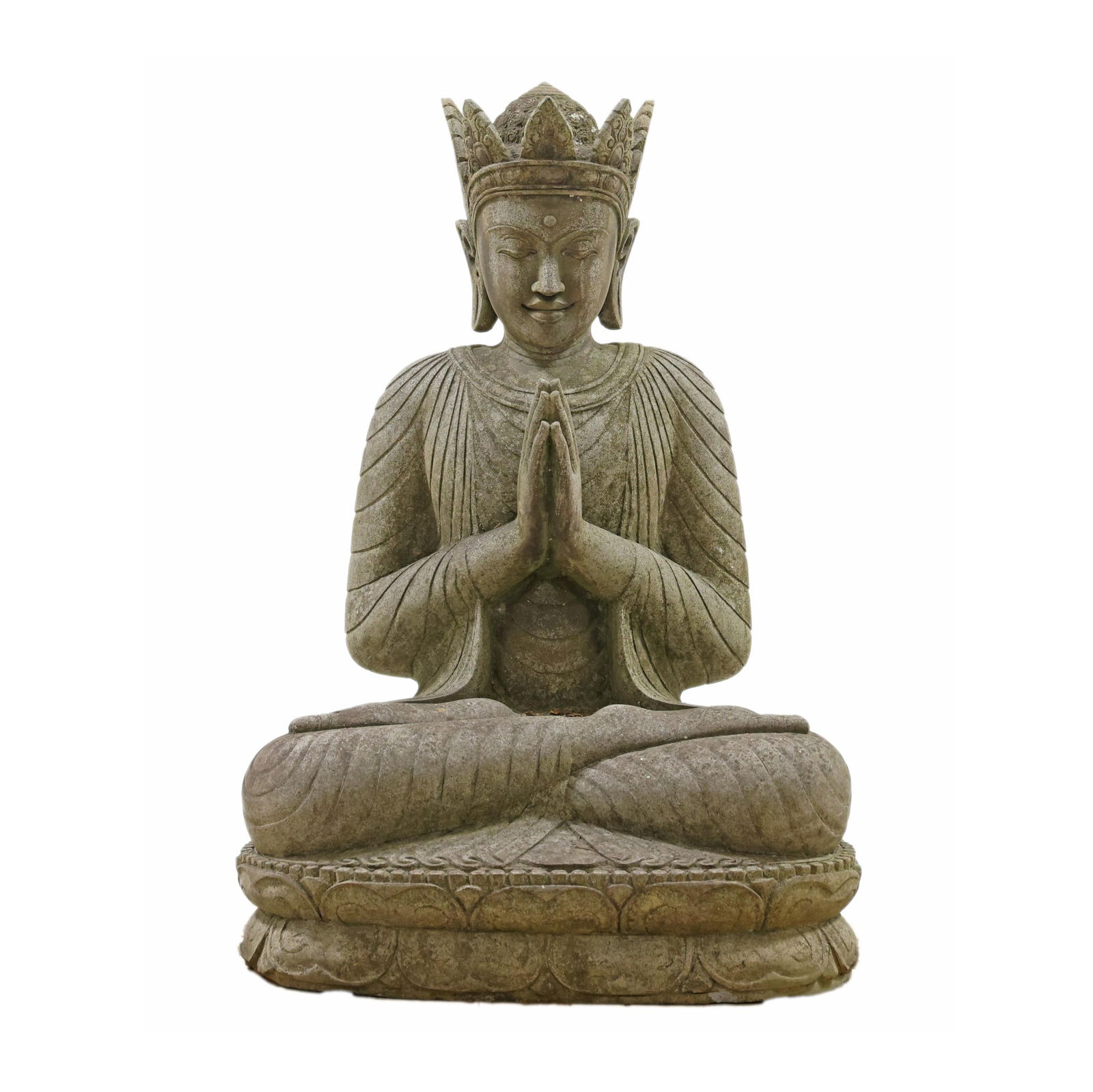 A Lifesize Carved Stone Buddha Sculpture