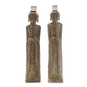A Pair of Stone Sculptures of Chinese Officials