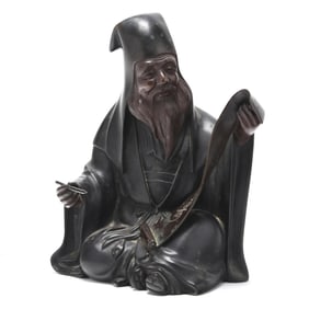 A Japanese Bronze Okimono of Jurojin