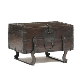 A Korean Elm Iron Mounted Low Storage Chest