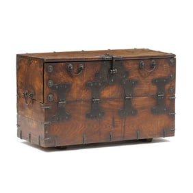 A Korean Elm Iron Mounted  Bandaji  Storage Chest