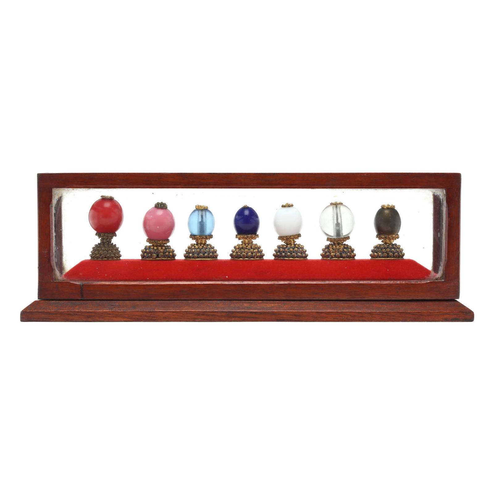 A Collection of Seven Chinese Hat Insignias with Presentation Box