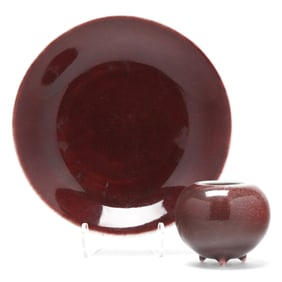 Two Chinese Copper Red Porcelain Artworks