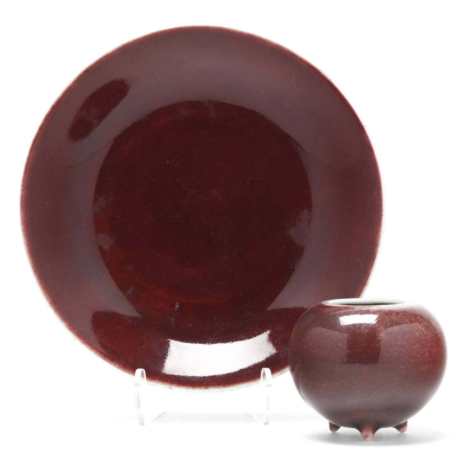 Two Chinese Copper Red Porcelain Artworks