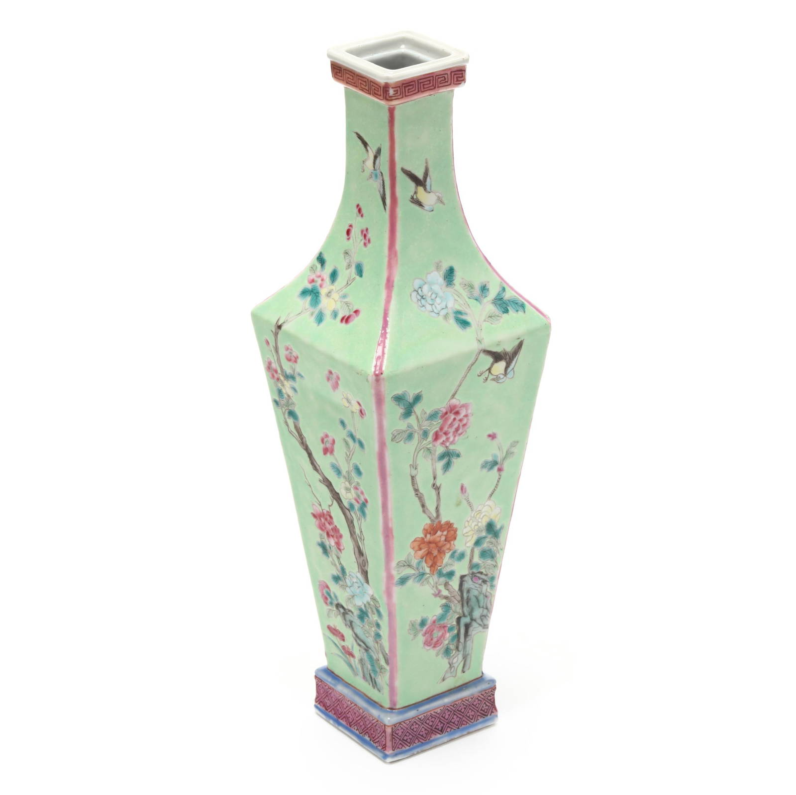 A Chinese Light Green Vase with Flora
