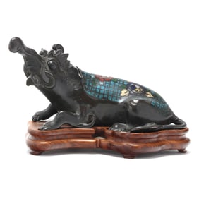A Chinese Champleve Bronze Mythical Animal