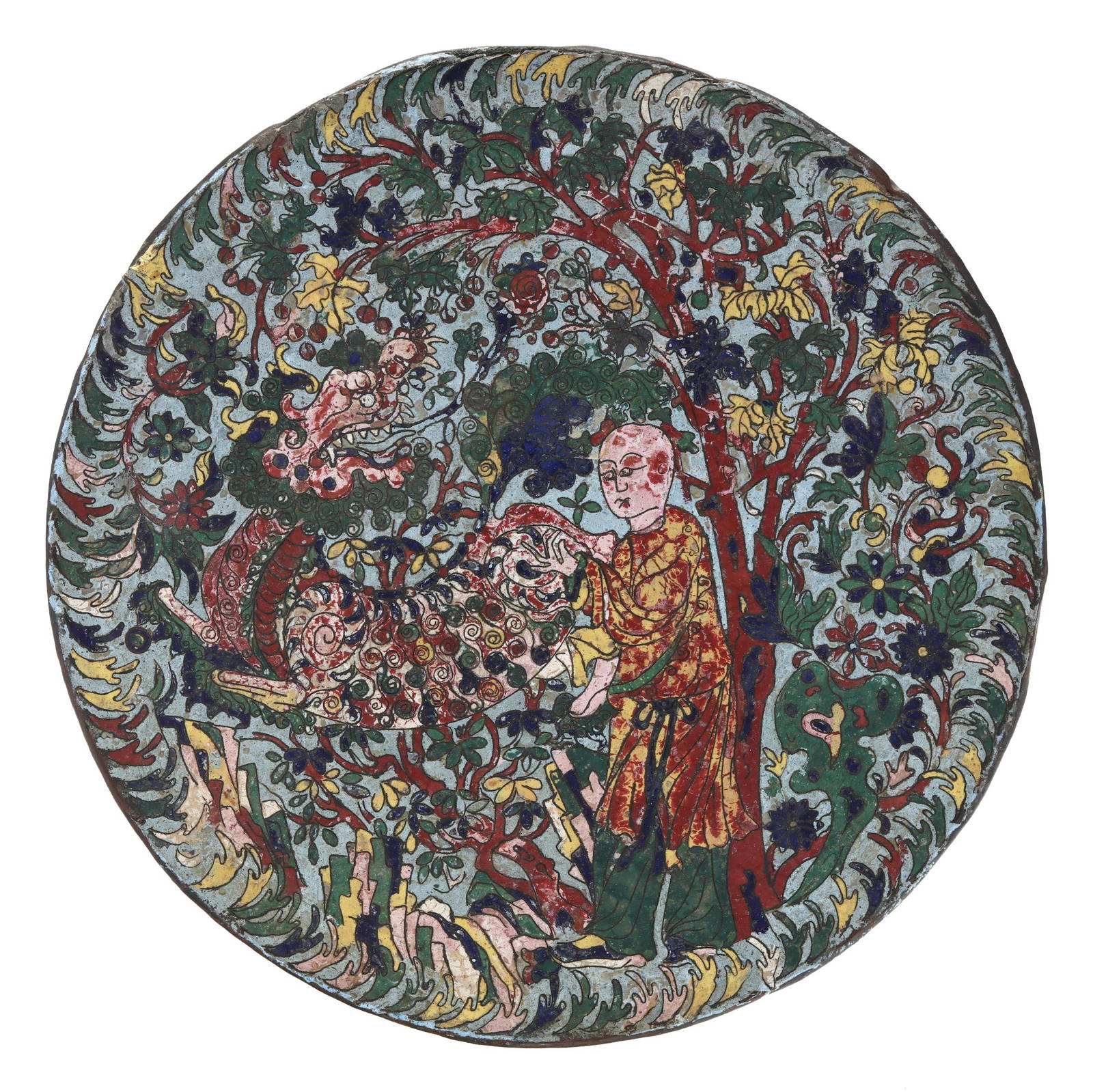 An Early Chinese Cloisonne Circular Plaque
