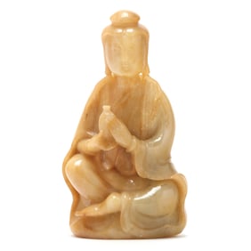 A Chinese Carved Hardstone Figure of Guanyin
