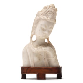 A Chinese Marble Bust of Guanyin