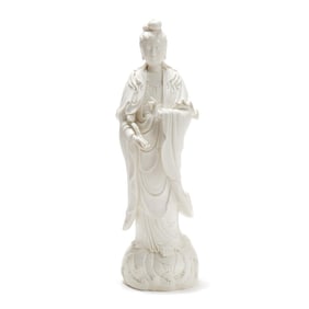 A Large Chinese Blanc de Chine Dehua Guanyin Sculpture