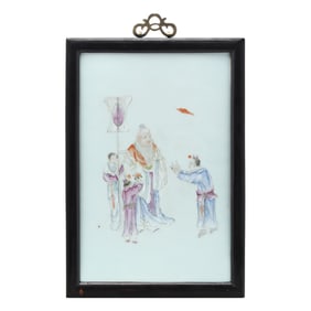 A Chinese Famille Rose Porcelain Plaque of Shou Lao