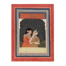 An Indian Miniature Painting of an Amorous Couple