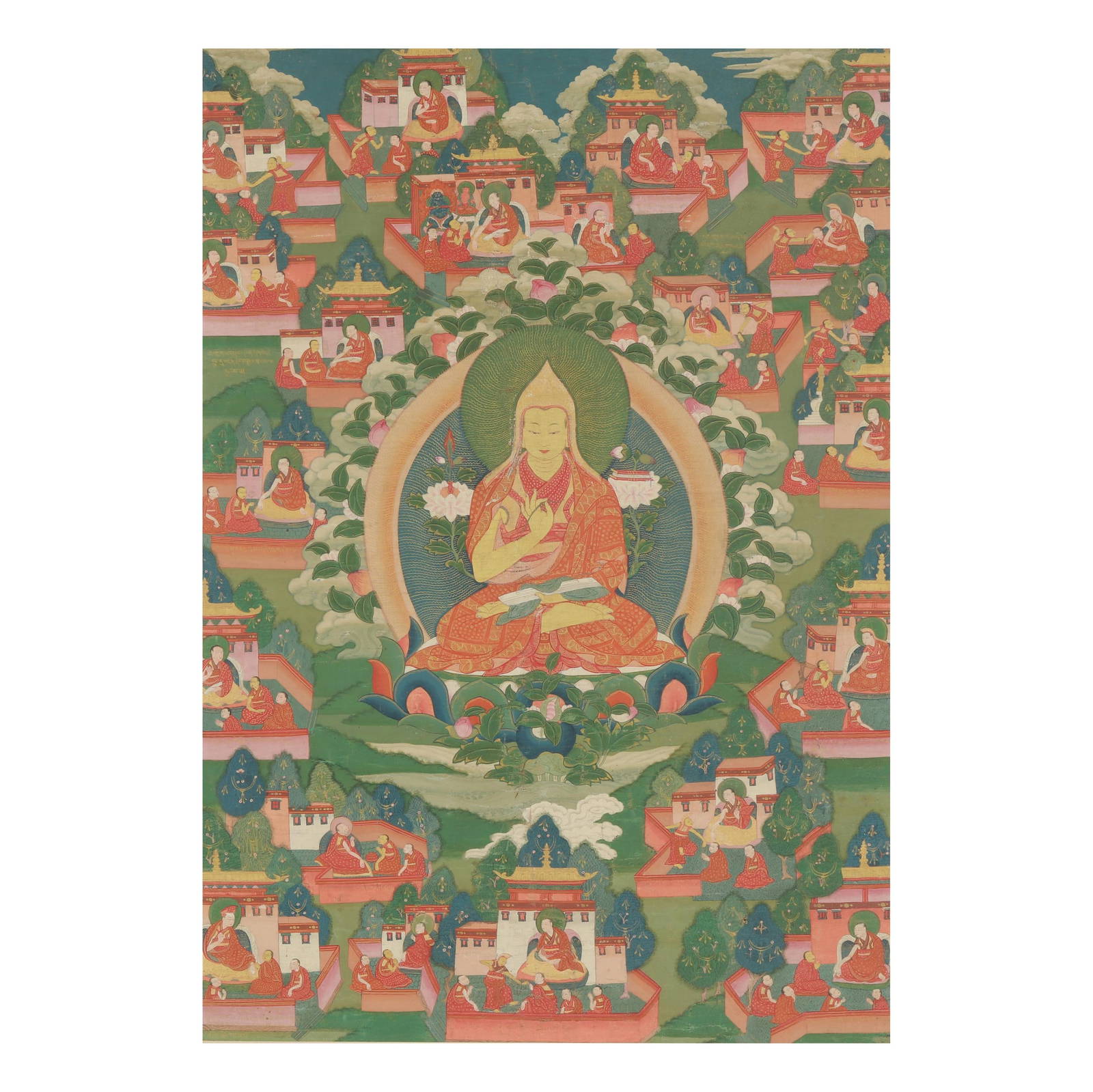 A Tibetan Thangka Painting of Lama Je Tsongkhapa