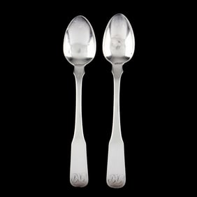 Pair of Maryland Coin Silver Teaspoons, Mark of Frederick Nusz
