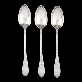 Three Rare Coin Silver Teaspoons with Bird-Backs, Mark of George Christopher Dowig