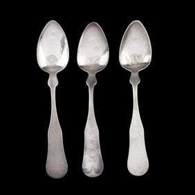 Three Georgia Coin Silver Teaspoons, Marks of Otis and Asaph Childs