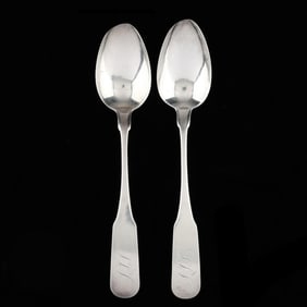 Pair of North Carolina Coin Silver Tablespoons, Mark of Alvan Wilcox