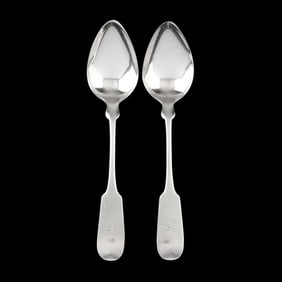 Pair Charleston Coin Silver Tablespoons, Mark of James Emmons Spear