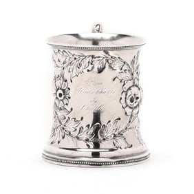 Coin Silver Repousse Mug, Mark of Tift & Whiting