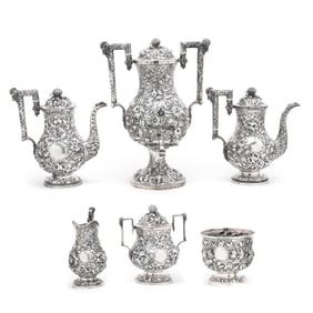 Baltimore Silver Repousse Tea Service, Mark of Warner