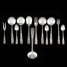 Assortment of Repousse Sterling Silver Flatware