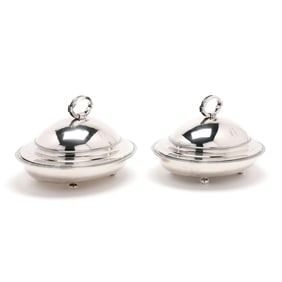 Pair of Tiffany & Co. Sterling Silver Covered Serving Dishes