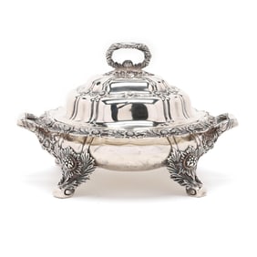 Tiffany Chrysanthemum Sterling Silver Lidded Vegetable Server