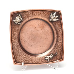 Gorham Aesthetic Period Mixed Metal Dish, With Nautical Mounts