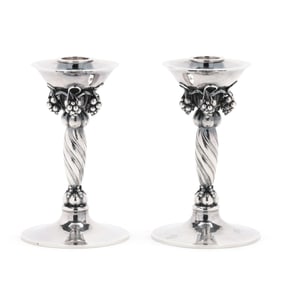 Pair of Georg Jensen Danish Sterling Silver Candlesticks, No. 263